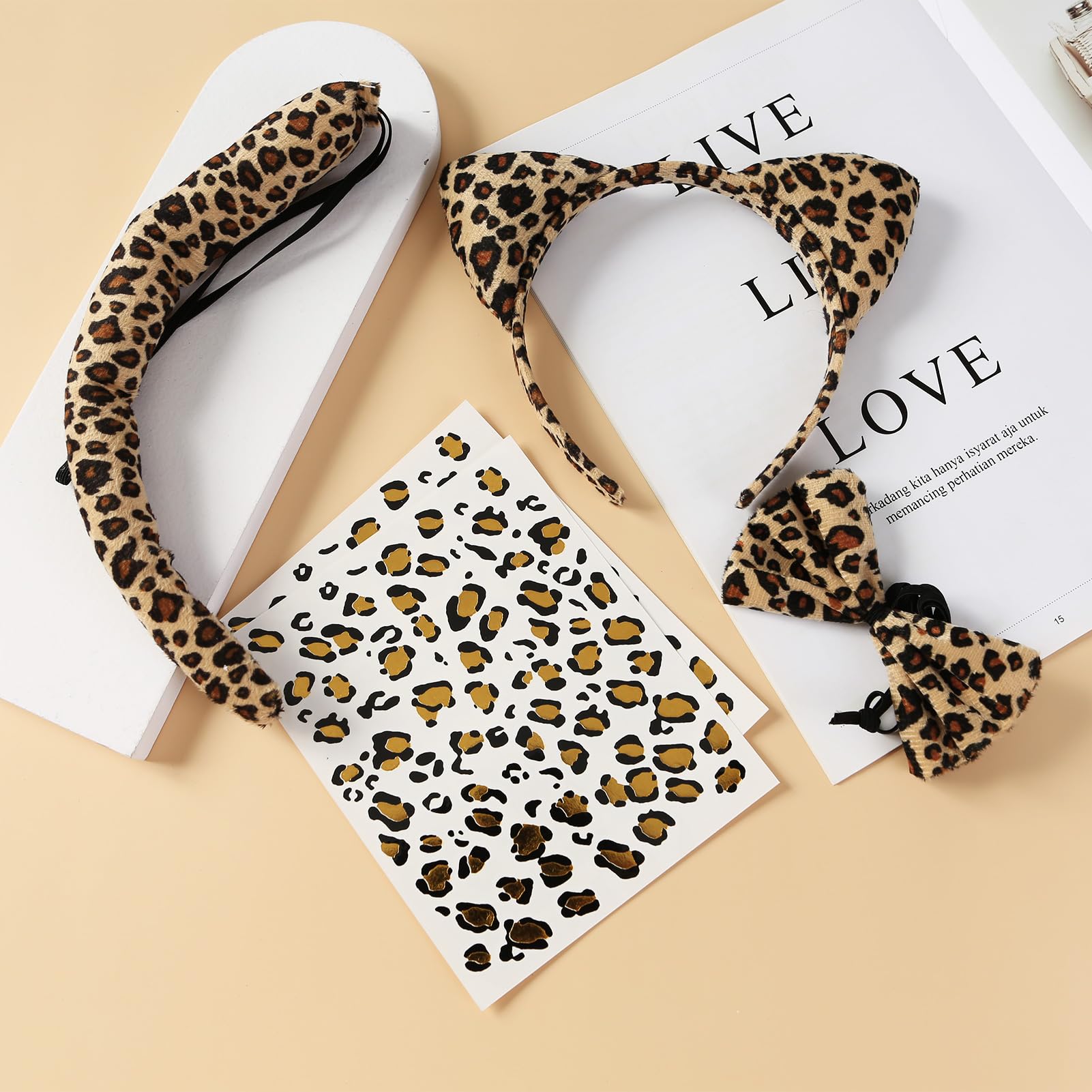 Amazon.com: Nuolich Leopard Costume Set Cheetah Cat Ears 