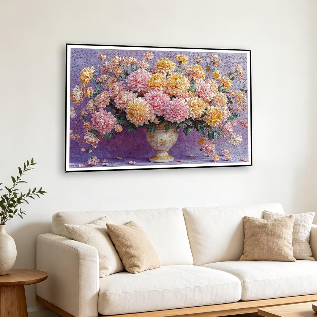 Puzzle 1000 Piezas, Puzzle Flor de Madera para Adultos, Regalos -2158