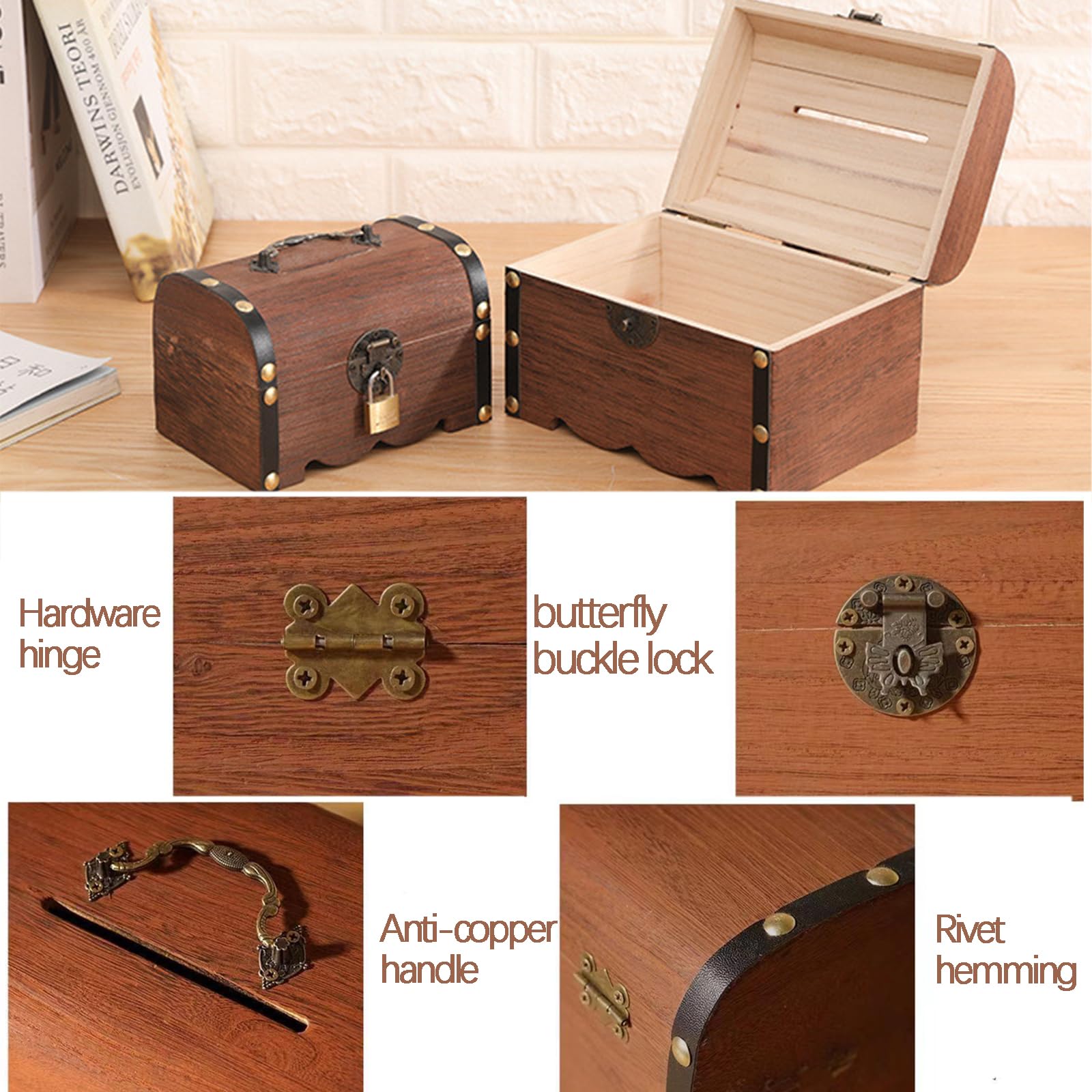 Scrigno Del Tesoro In Legno Vintage - Con Lucchetto Per Conservazione