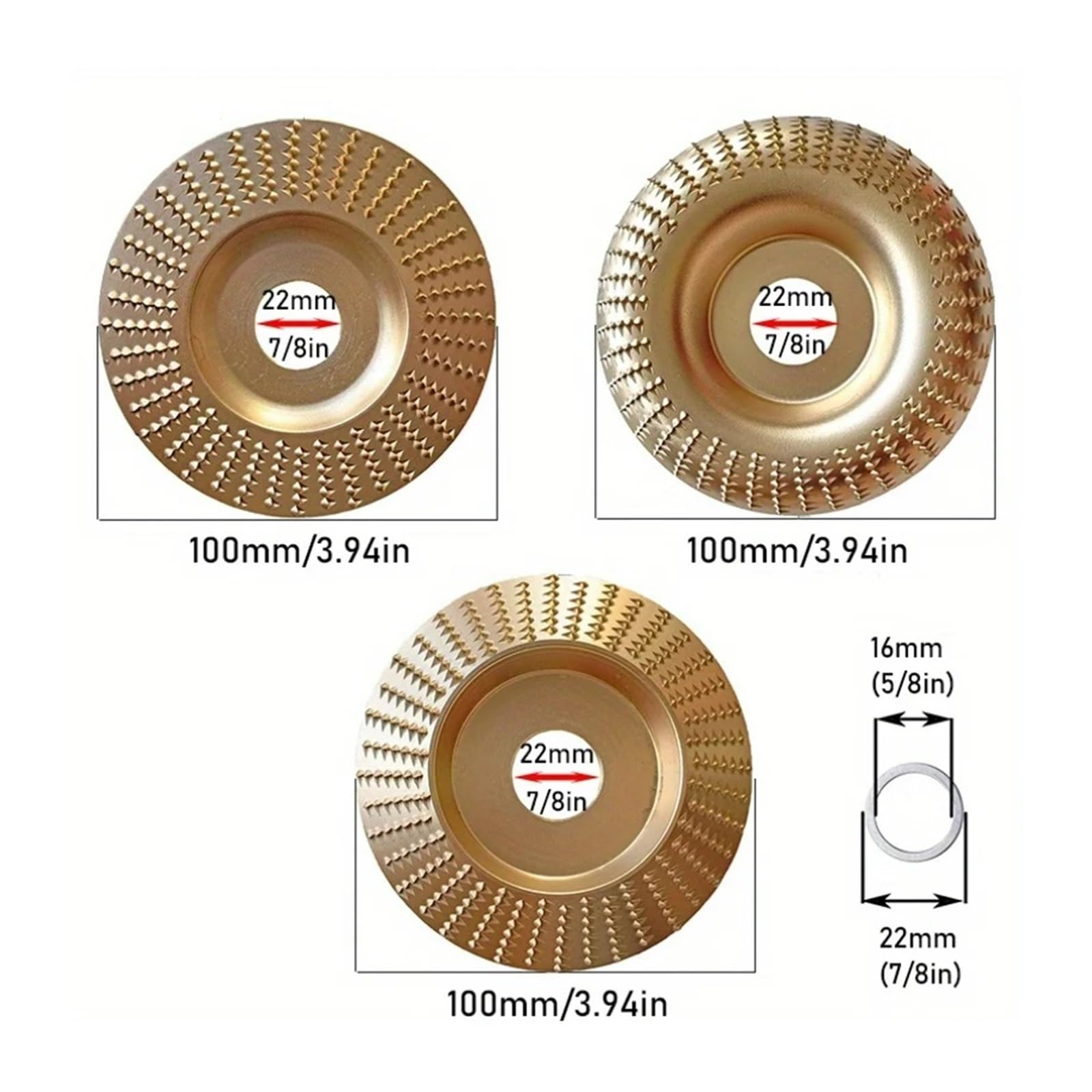Juego de muelas abrasivas de 5 piezas de 4 pulgadas | Discos for tallar con orificio de 5/8", kit de herramientas abrasivas