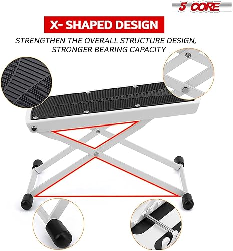 Miniatura 3 de 5 Core Reposapiés de guitarra negro  Reposapiés ajustable para guitarra  Soporte de pie de guitarra de hierro sólido con altura de 6 niveles  Pedal