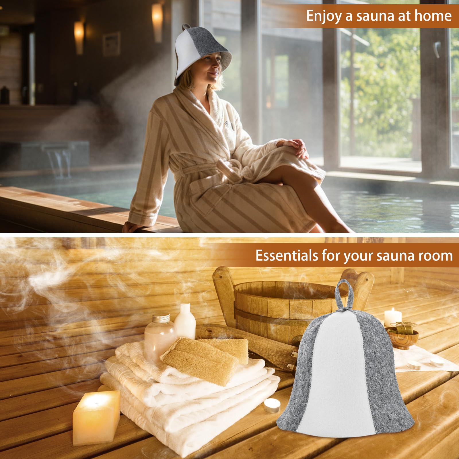 2 pz Cappello Sauna per le Donne Feltro di Lana Sauna Cap Russo Banya Cap per Donne Uomini Morbido Saune Cappello per Spa Bagno Turco Bagno Bagno Accessori per la Casa