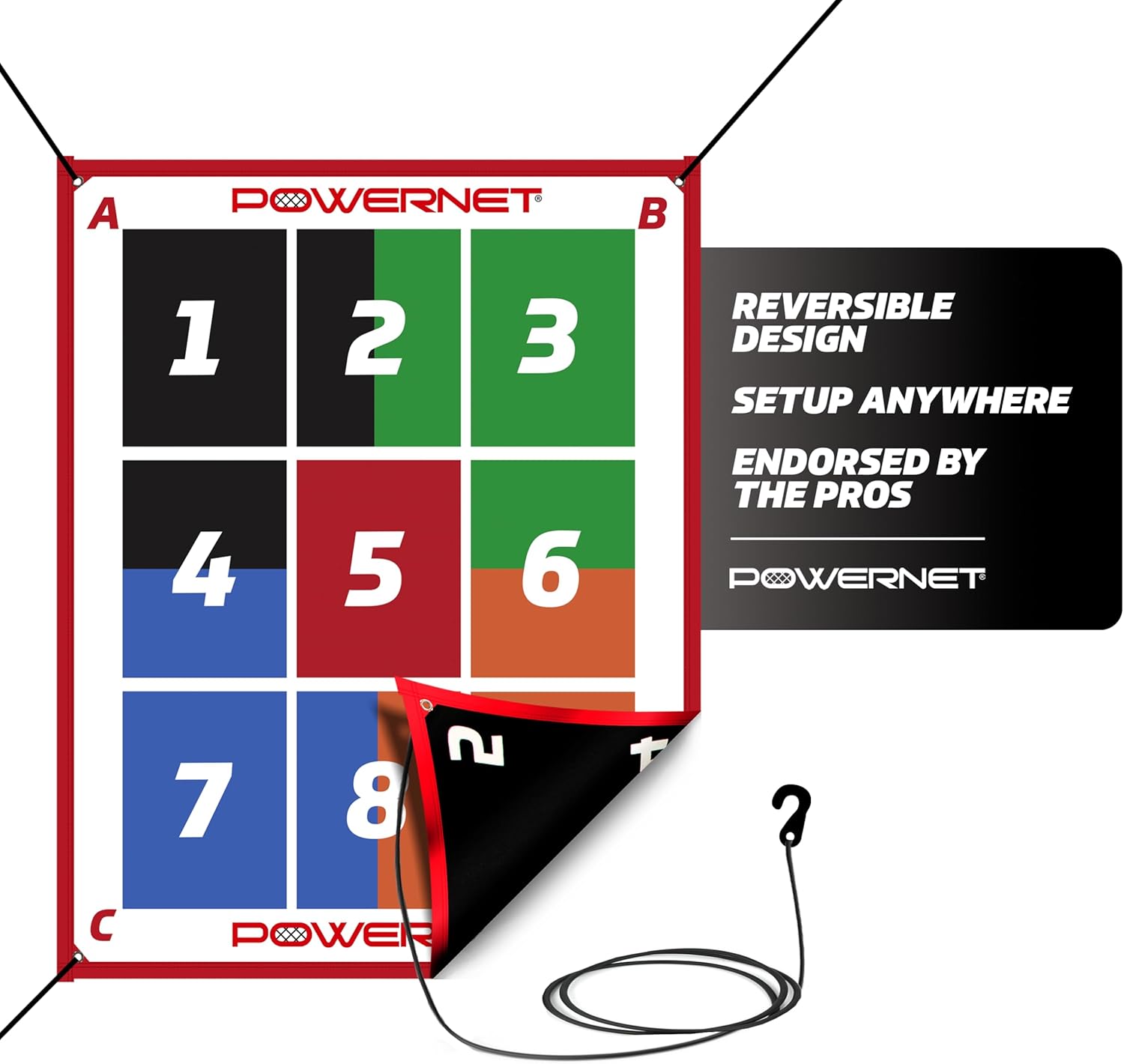 PowerNet Numbered Pitching Pad, Baseball Softball Target, Throwing Practice Gear, Lightweight for Easy Travel, Improve Command