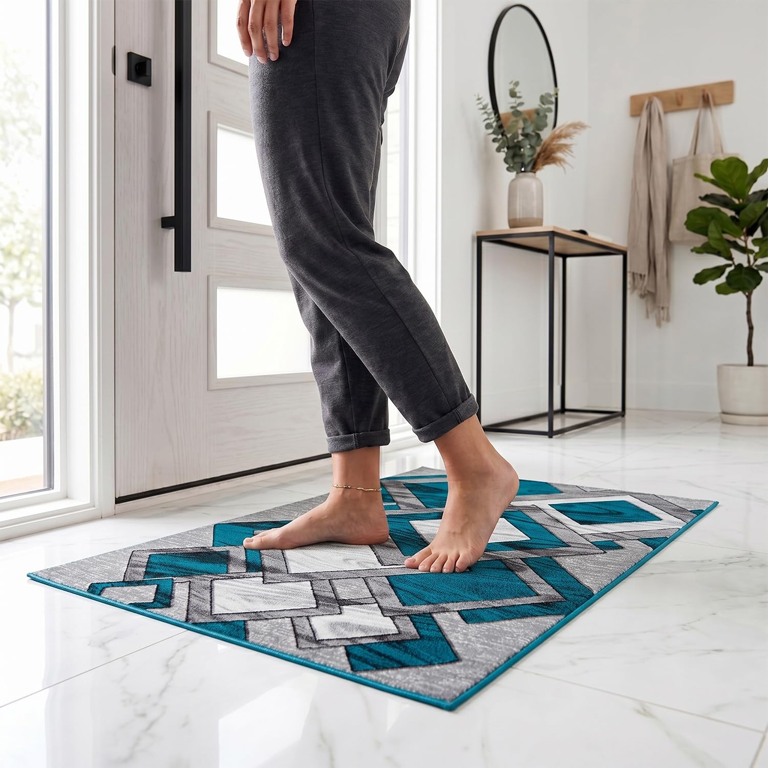 Rugs Haven Lustre - Washable Doormat, Super Soft Pile Floor Mat for Indoor/Outdoor Use, Front Entrance, and Kitchen (Teal, 50x80 cm) — image 1