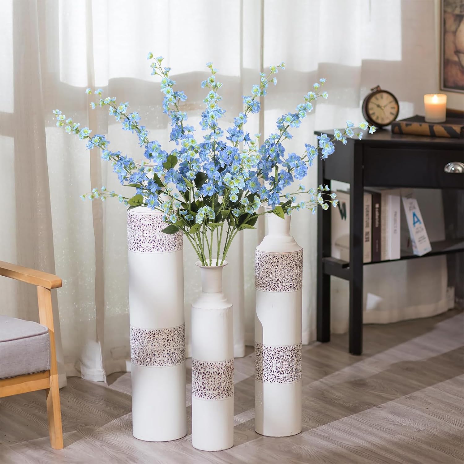 Delphinium Artificial Flowers 6PCS Blue Delphinium Silk Larkspur Fake Flowers 37in Tall Flowers Long Stem Faux Flowers Bulk for Tall Vase for Wedding & Home Decor (Blue) - Image 4