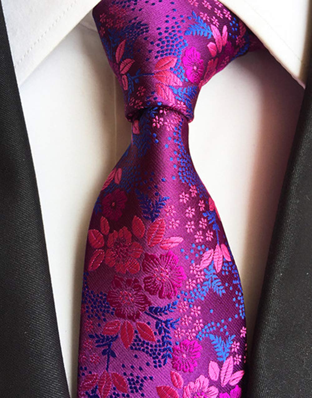 Veegood Men's Classic Jacquard Woven Silk Tie Plaid Striped Necktie for Men Party Suit