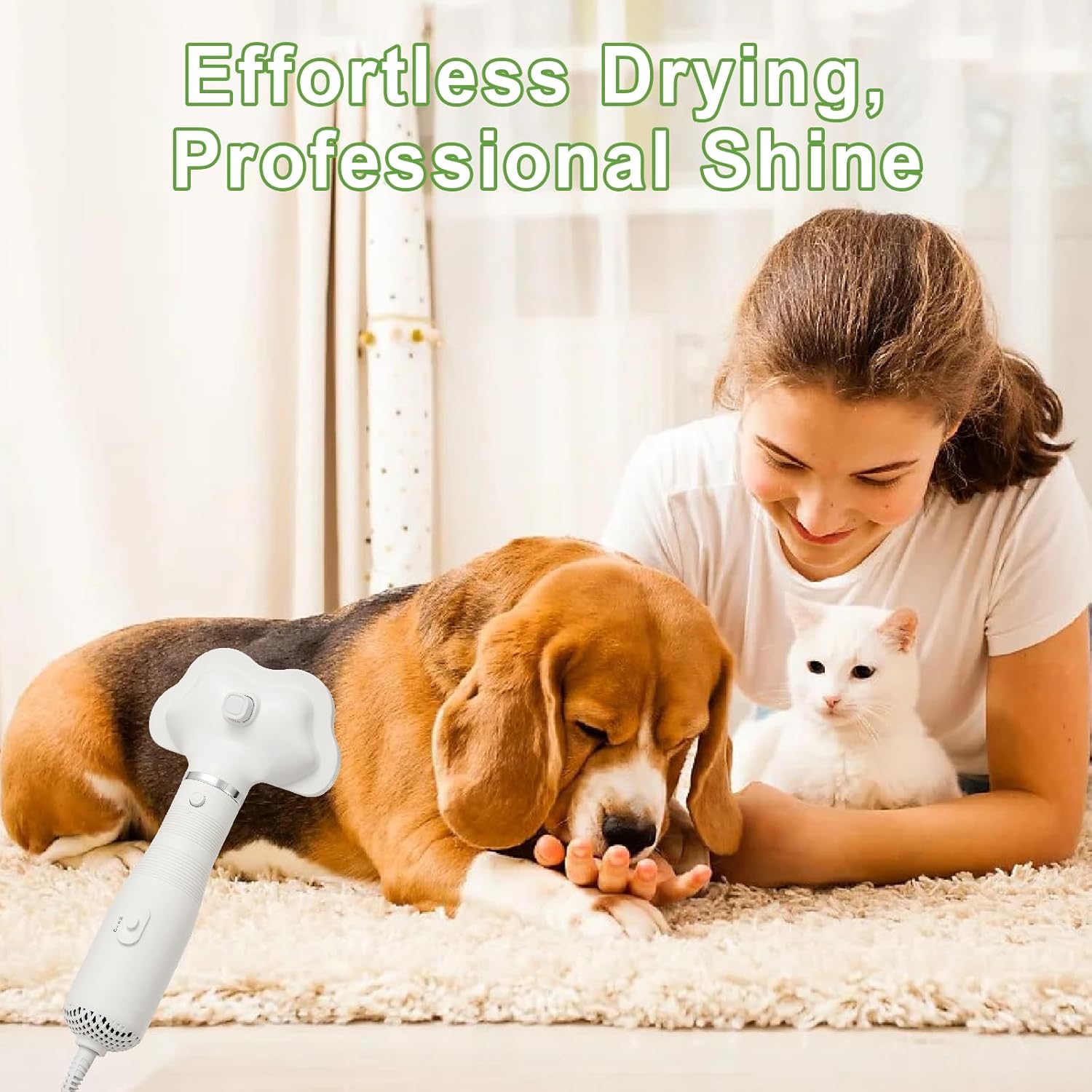 Professional Pet Grooming Dryer Brush – 3-in-1 Dog Blow Dryer with Slicker Brush, Adjustable Temp, Overheat Safe, Salon Quality - Image 7