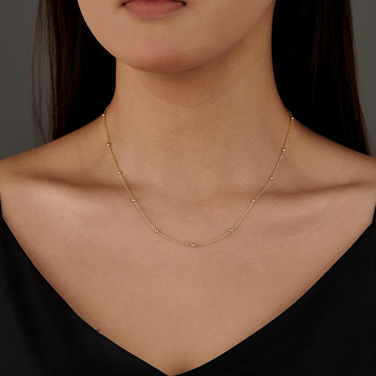 Minimalist 14K Gold Pendant Necklace for Women,Dainty Adjustable Chain with CZ,Valentines Day&Anniversary jewelry Gift for Women,Wife,Girlfriend - Image 2