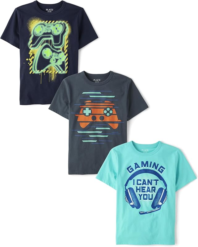Pack de 3 camisetas gráficas The Children's Place Boys manga corta