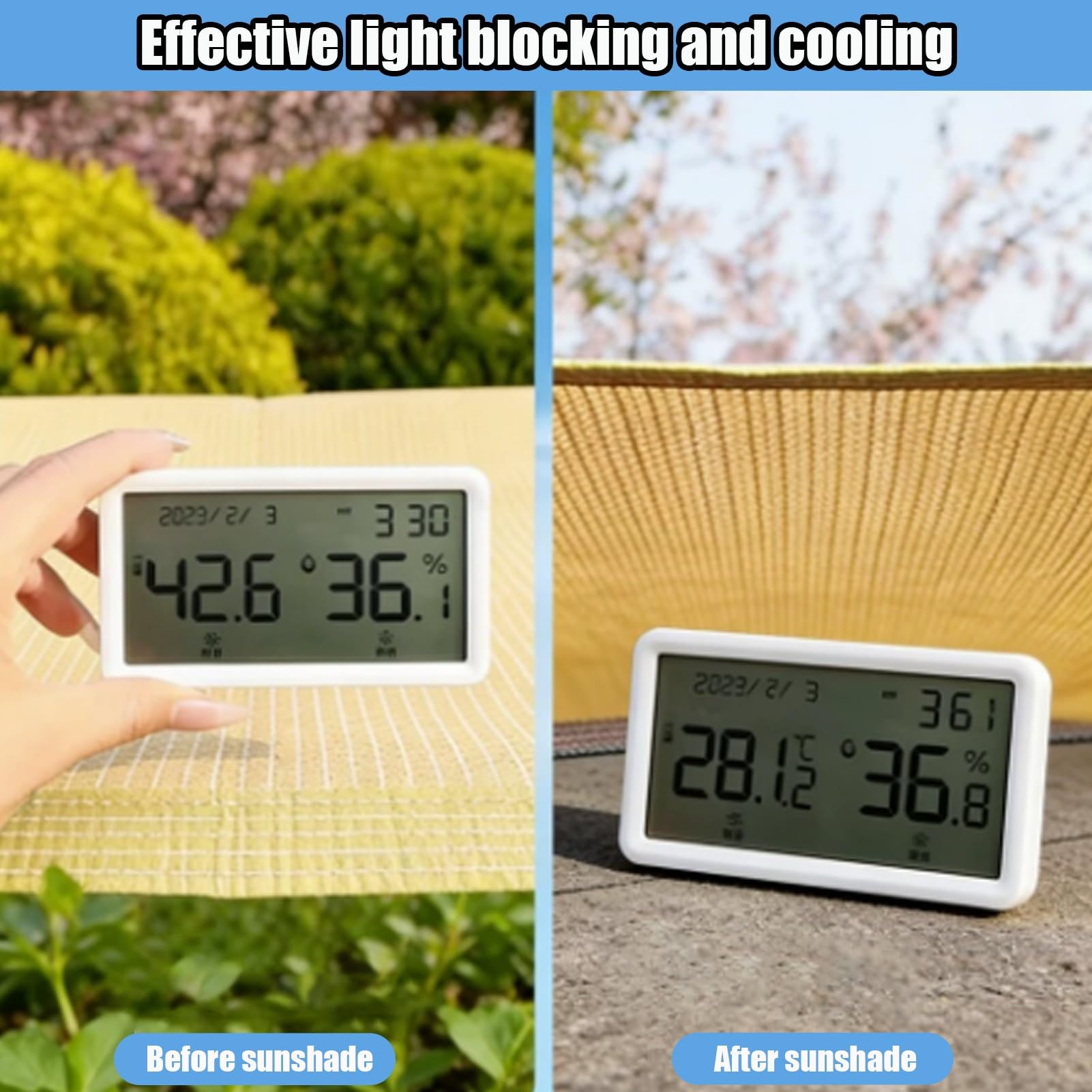 90% UV Protect Bei e Cloth per esterni 9 x 9 FT giardino e rete con occhielli parasole per Pera Patio e Deck Cover.