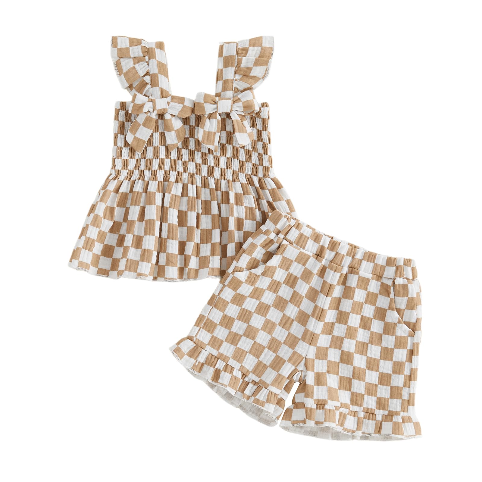 Little Toddler Kids Girl Clothes Set 1-8 Years Summer Outfits Solid Color Tank Tops &amp; Shorts