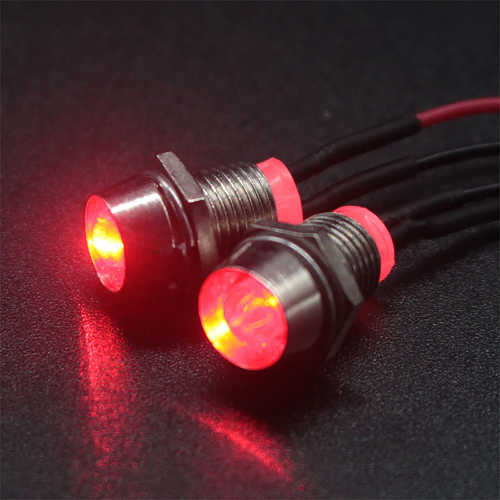 RC LED Light Kit,KINGCOO RC Car Headlight Taillight LED Light Bright Spotlight Roof Lamp for 1/10 1/8 1/12 1/18 RC Crawler Drift Car Truck DIY Parts Retrofit Accessories (Red, 2LED)