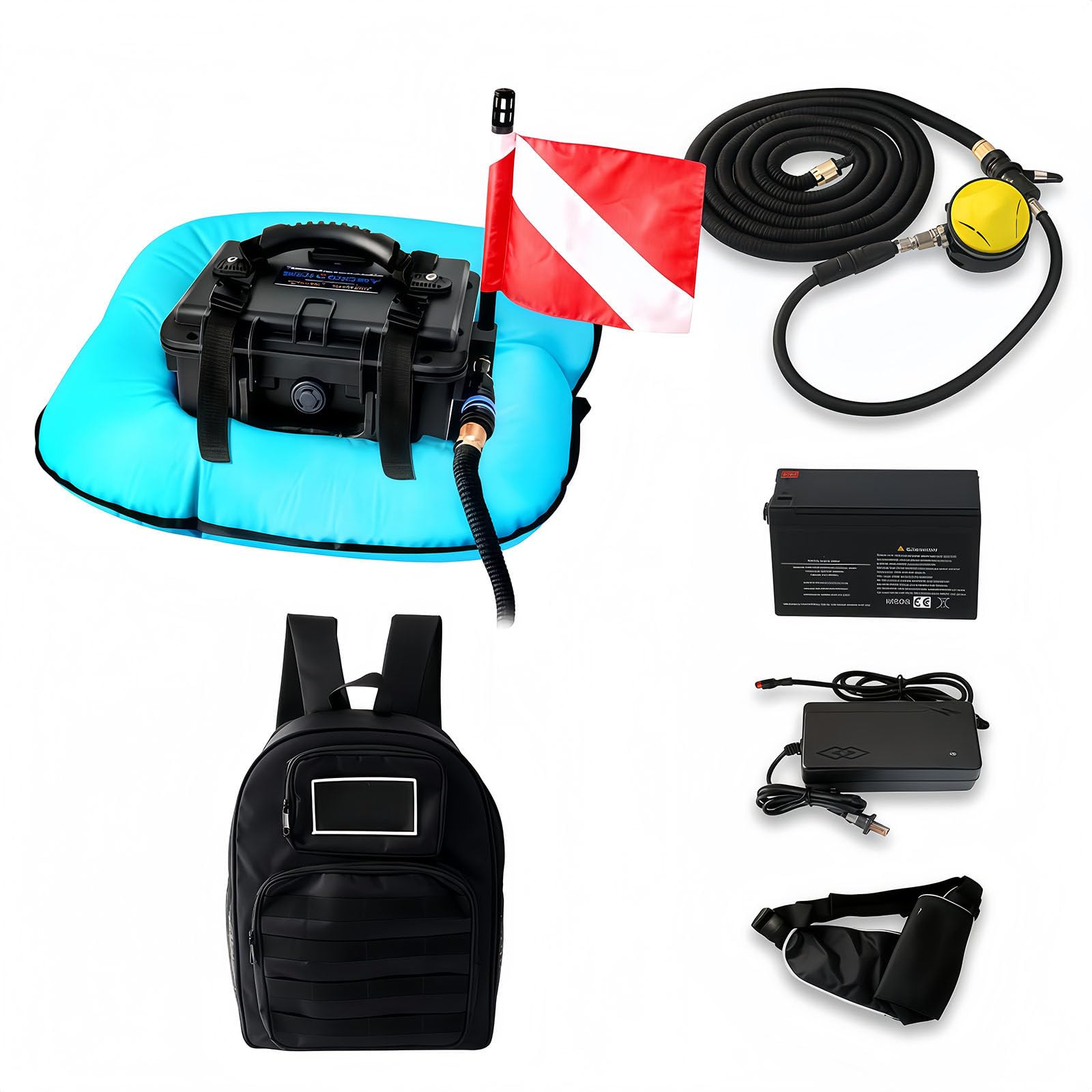 Glowdora Underwater Breathing device, Tankless Scuba diving system Blue