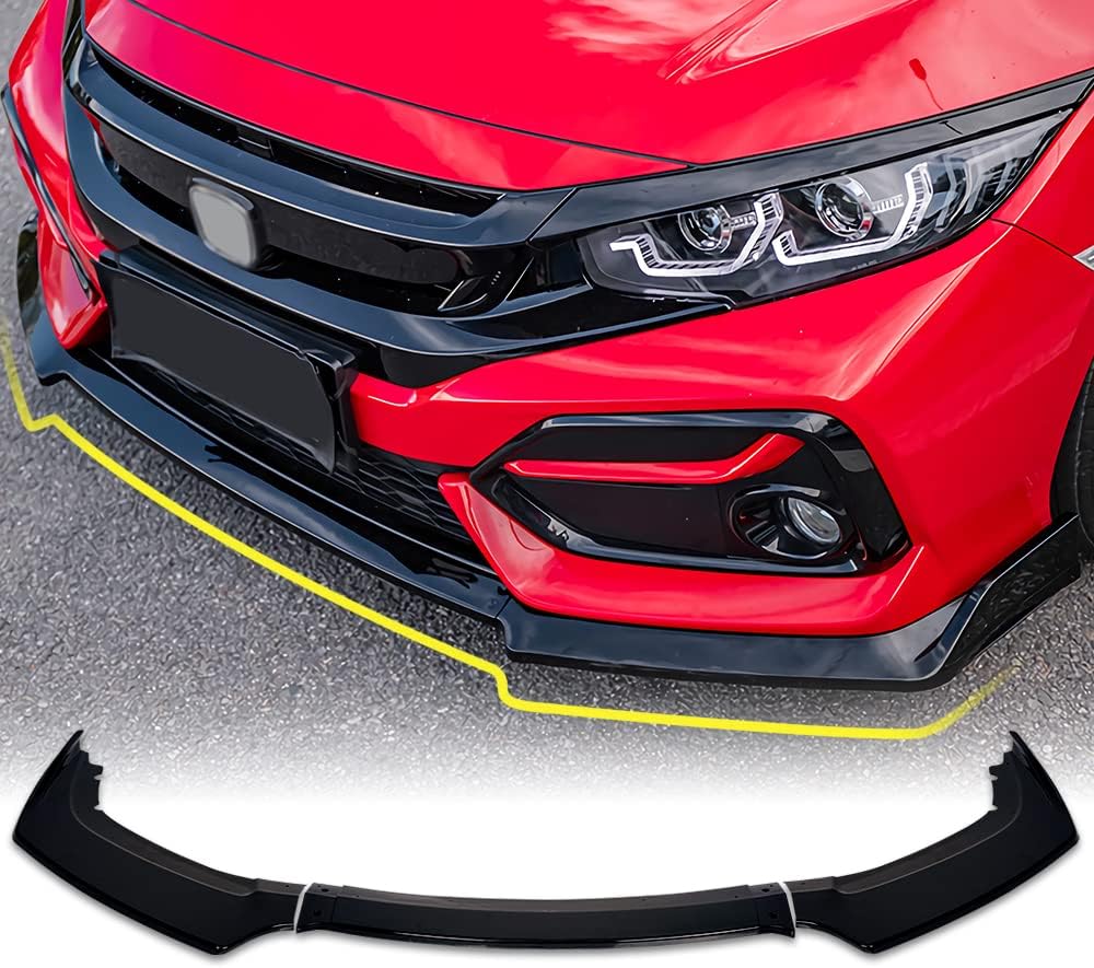 ARCHAIC Front Spoiler for Honda Civic 2016-2022, Bumper Lip Chin Spoiler for Civic Hatchback/Sedan/Coupe/Type R FK7 FK8 Si, Front Splitter (Black)