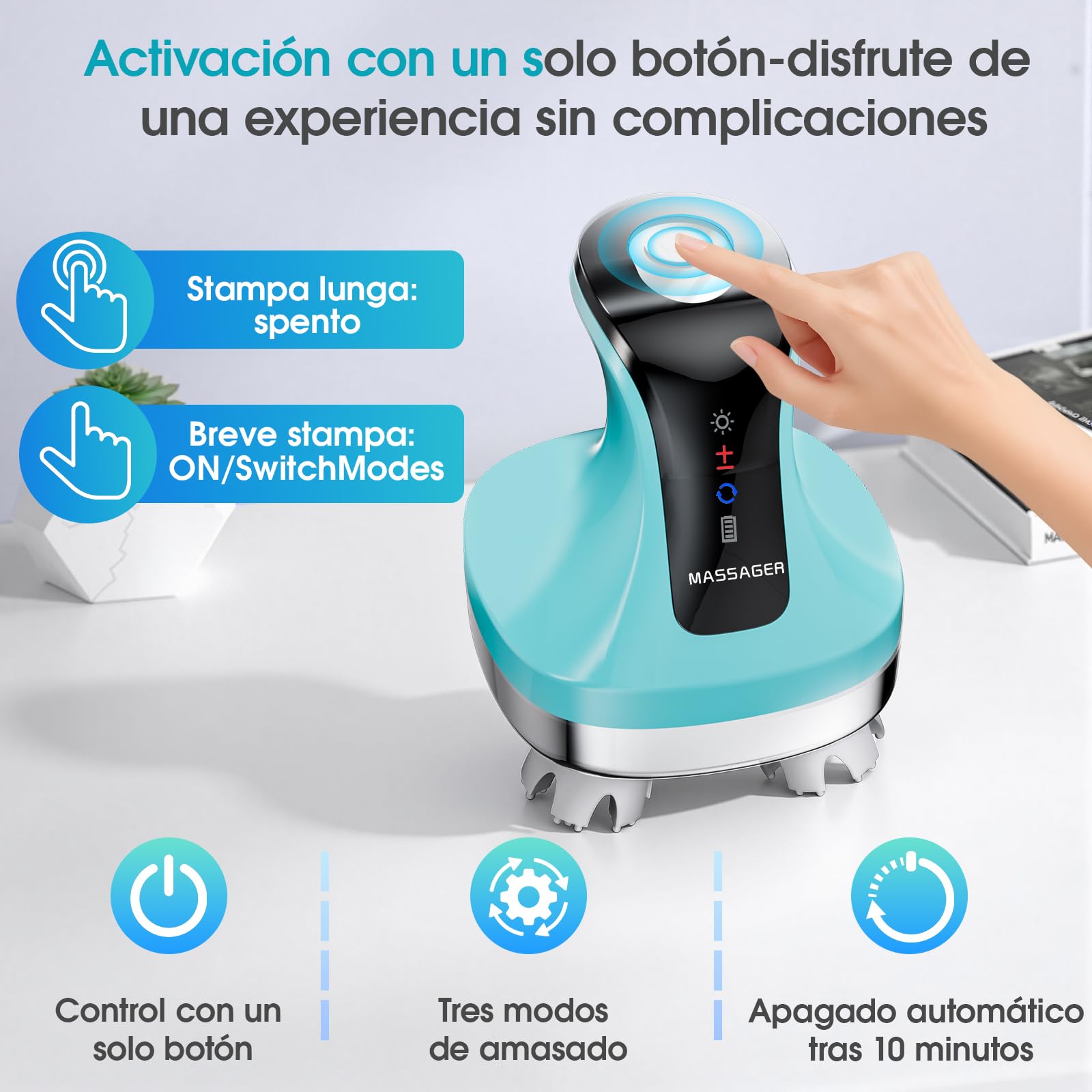 Masajeador de cuero cabelludo eléctrico 4D, masajeador de cuello y hombros con 108 nudos de amasado, masajeador corporal inalámbrico para piernas y espalda, IPX7 resistente al agua, 4 modos