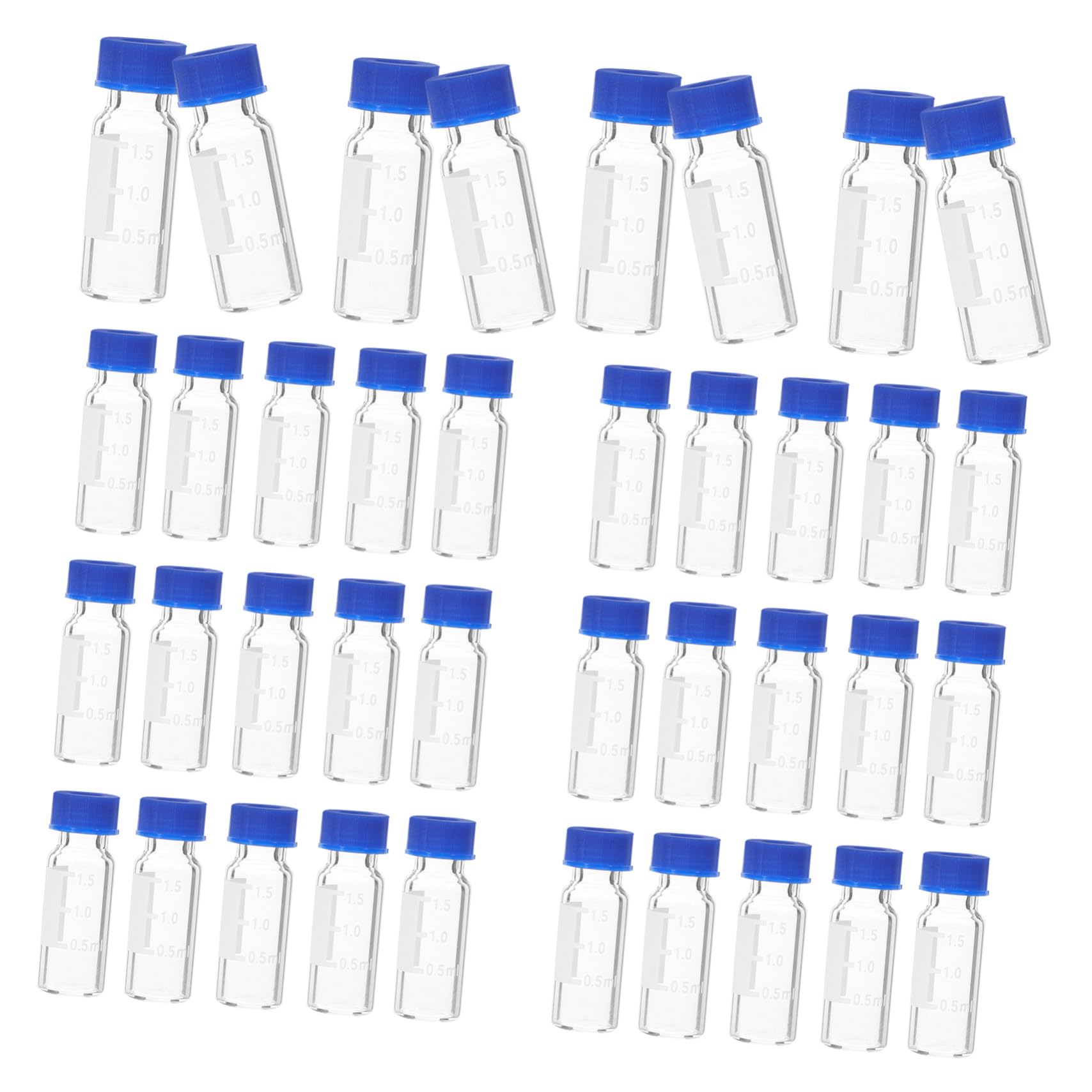 VALICLUD Pequeños Frascos de Vidrio Tapa de 2 Ml 100 Unidades Graduados Tapón de Goma Butílica y Tapa Superior para Almacenamiento de Líquidos y Muestras Laboratorio