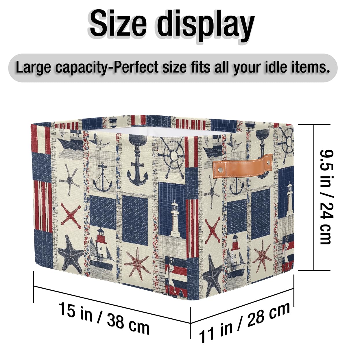 Mexpekil Cesta de almacenamiento para niños, diseño de ancla náutica, color rojo y azul, caja de almacenamiento plegable de tela para estantes, cesta de regalo grande con asas, 2 unidades