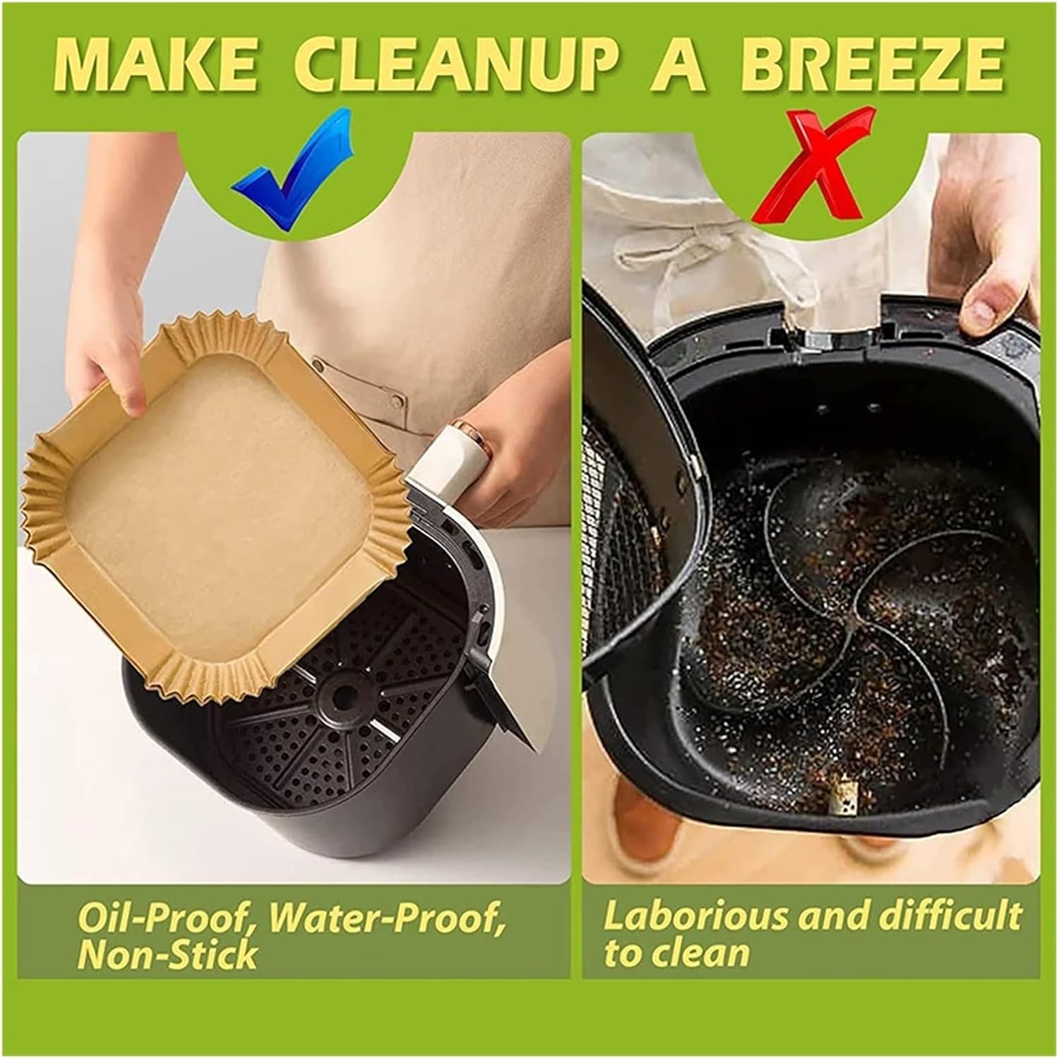 50 100 150 200 300 Pack Air Fryer Disposable Paper Liner Round Oil Proof Baking Pad 16 23cm Barbecue Oven(500Pcs 23cm Square)