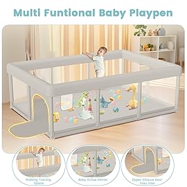 besuhot Baby Playpen Extra Large Play Yard 74 x 50 Playpen for Babies and Toddlers with Anti-Slip Suckers and Zipper Gate, Safety Baby Activity Center for Indoor & Outdoor