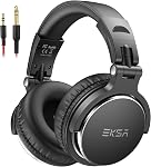 EKSA P100 Wired Over Ear Headphones with Microphone, Hi-Res DJ Stereo Headphones with 50mm Neodymium Drivers, 3.5mm/6.35mm Jack for AMP Computer Recording Phone Piano Guitar