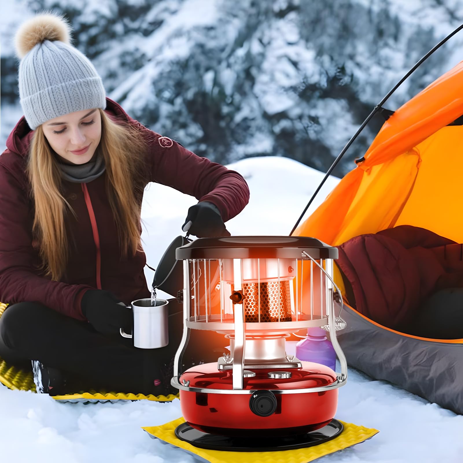 Estufa calentadora de queroseno 2 en 1, 9000 BTU calor no eléctrico portátil para el uso interior de la emergencia del camping, tanque 4.5L proporciona 21 horas de calor y eficiencia de combustible de