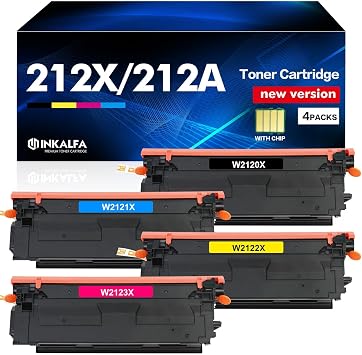 212X 212A Toner Cartridges 4 Pack Compatible for HP 212X 212A W2120A W2120X Toner for HP Color LaserJet Enterprise M555dn M554dn M555x M554 M555 MFP M578 Series Printer New Version-BK/C/Y/M