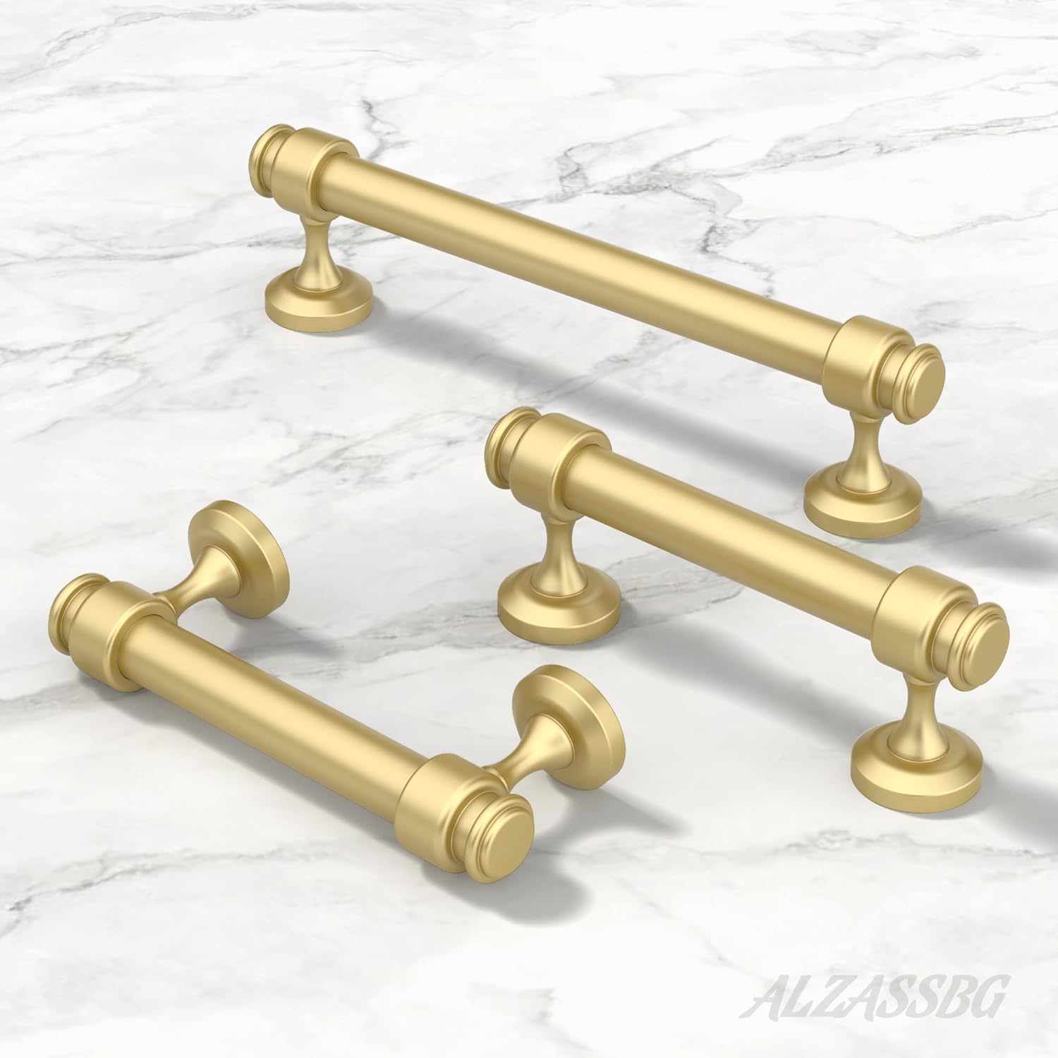 Alzassbg 10 Pack Brushed Gold Cabinet Pulls, 3 Inch(76mm) Hole Centers Cabinet Handles Kitchen Hardware Straight Bar for Cabinets and Drawer AL3082MGP 3" Hole Center Brushed Gold 10