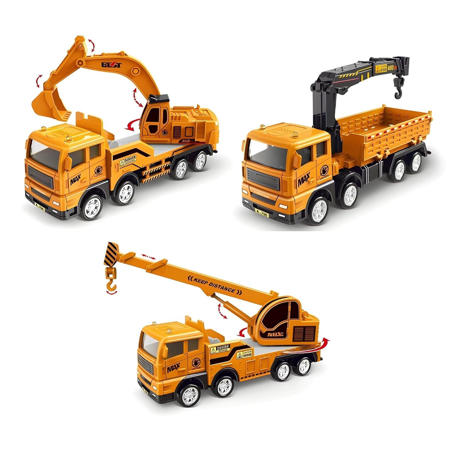 PROBABE Construction Engineering Excavator Truck Toy Set for Kids Boys, Friction Powered Bulldozer, Crane, Excavator Truck Vehicle Toy with All Moving Parts Pull Back Push & Go Vehicle Toy (Pack of 3) (B0DGXW459F) Amazon Price History, Amazon Price Tracker