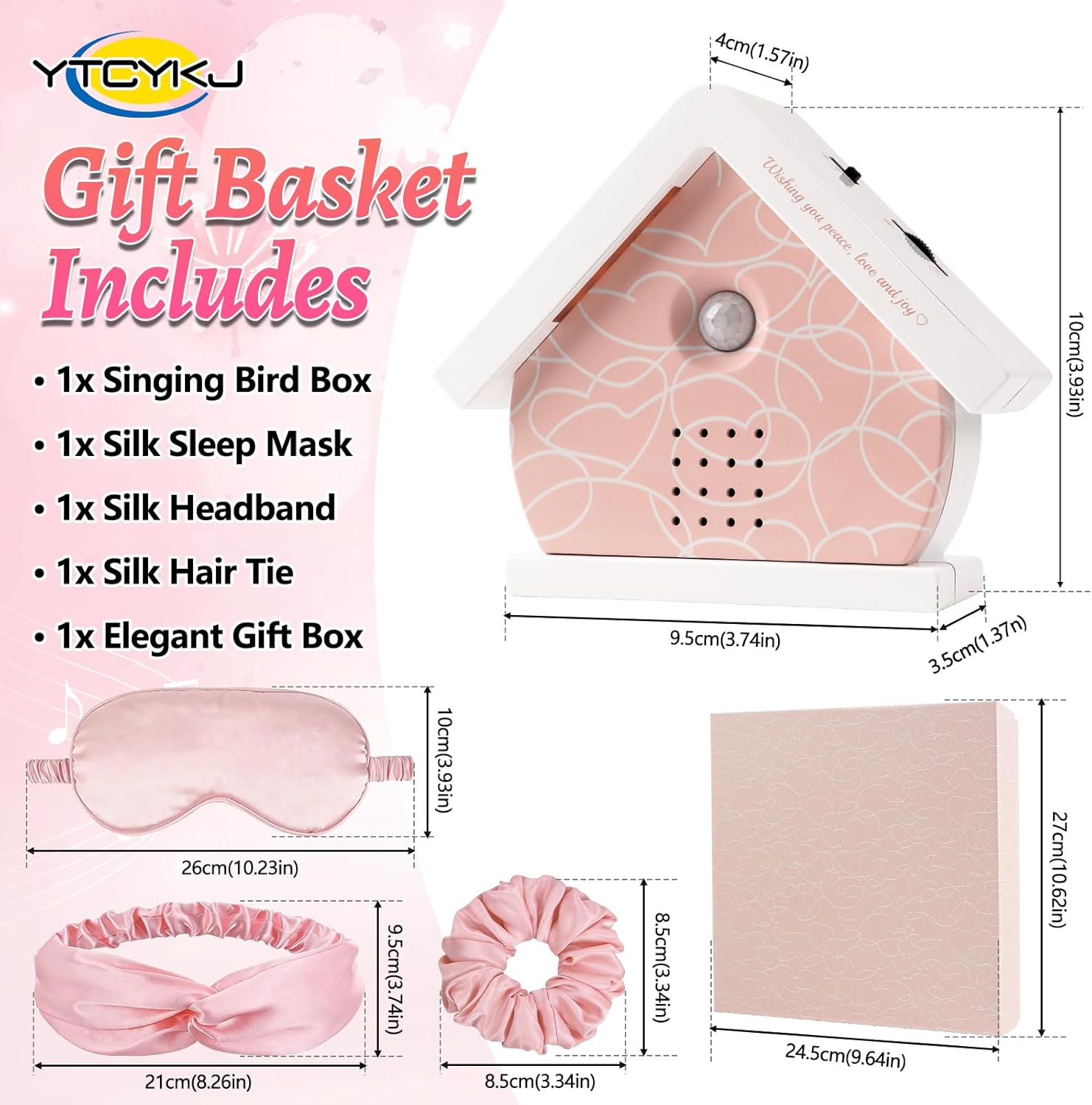 Singing Bird Box Original, Nature Sound Box with Motion Sensor – Portable Birds Chirping 12 Soothing Sounds, Timer, Night Light, Sound Therapy | Includes Silk Sleep Mask, Headband & Hair Tie