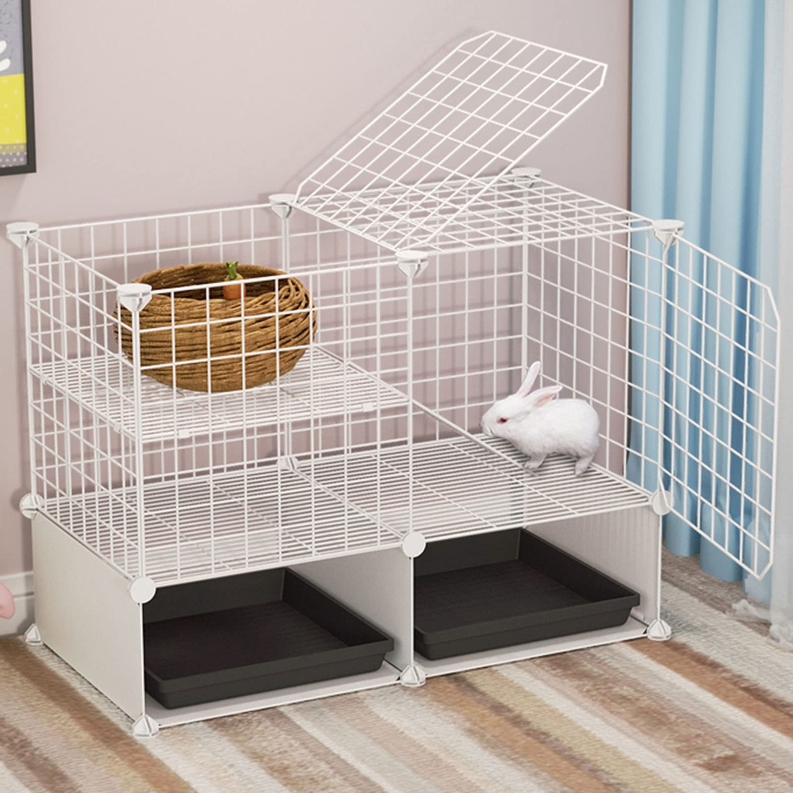 Jaula para Animales pequeños, Jaula para Mascotas, Jaula for Conejos de Interior - Jaulas for cobayas, con bandejas extraíbles(A,75 * 39 * 54cm)