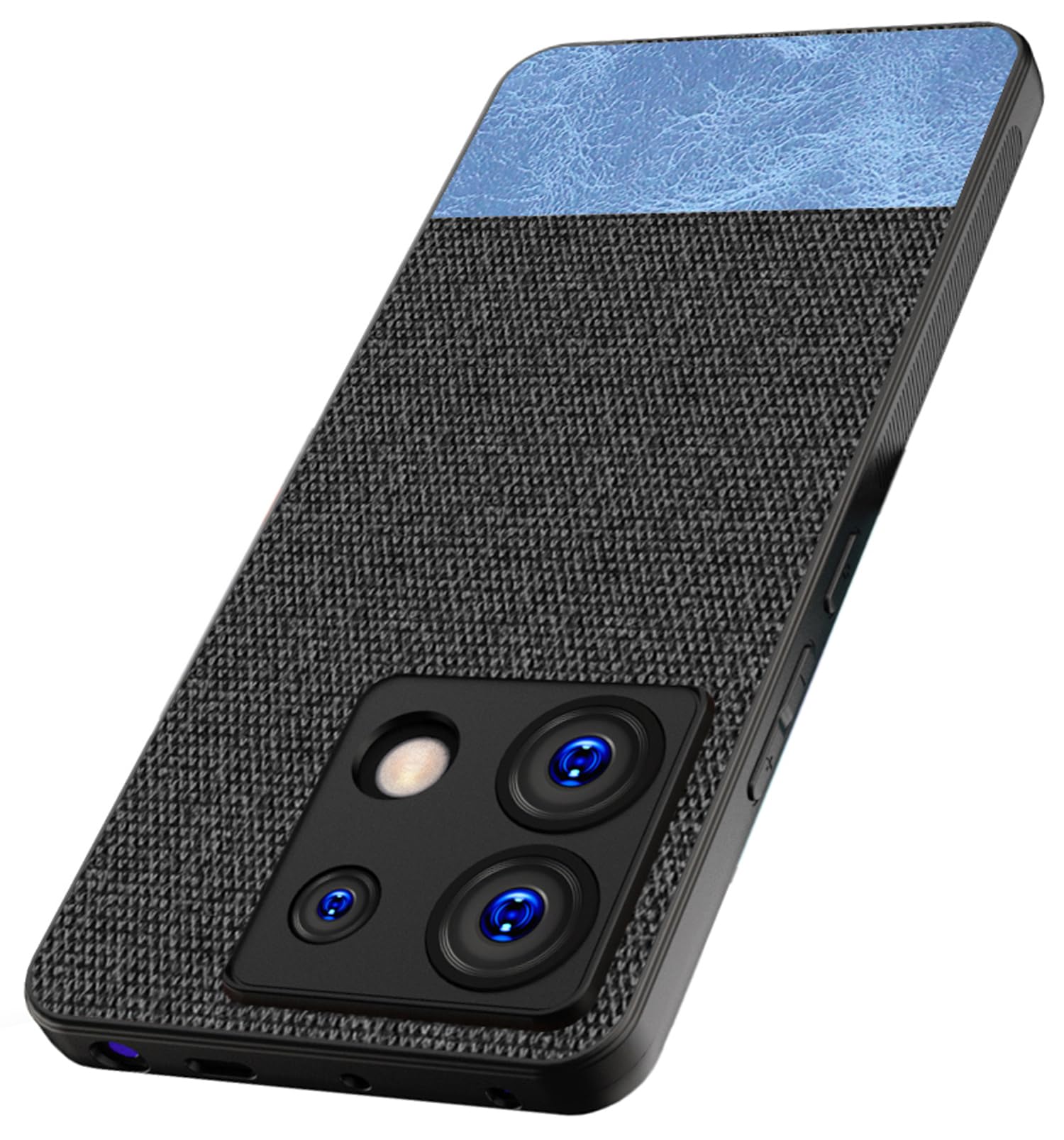 Kapa Soft Fabric & Leather Hybrid Protective Back Cover for Redmi Note 13 PRO | Shockproof Slim Hard Anti Slip Back Case (Black, Blue) (B0CSFBDQN7) Amazon Price History, Amazon Price Tracker