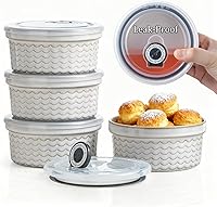 Vista 17 de Ramequines de 177 ml con tapas aptos para horno, pequeños ramequines de crema catalana con cubiertas, juego de 4 ramequines de cerámica, tazones