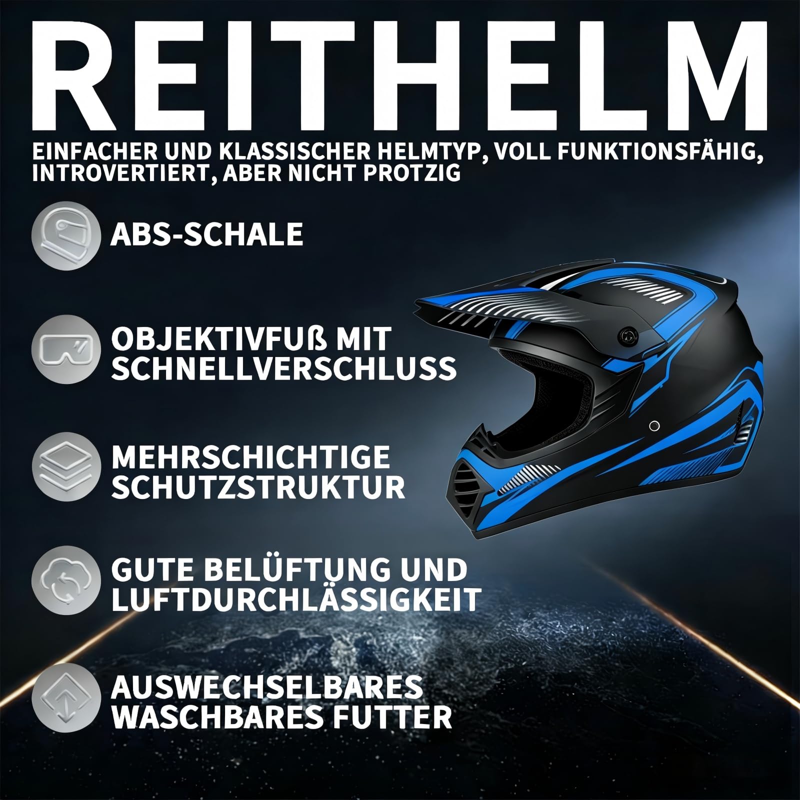 MTB Helm Fullface Kinder, Motocross Fullface MTB Helm Downhill Motorradhelm Kinder mit Handschuhe Maske Brille, Jugend Motorradhelme Inklusive 2 Größen Helmfutter