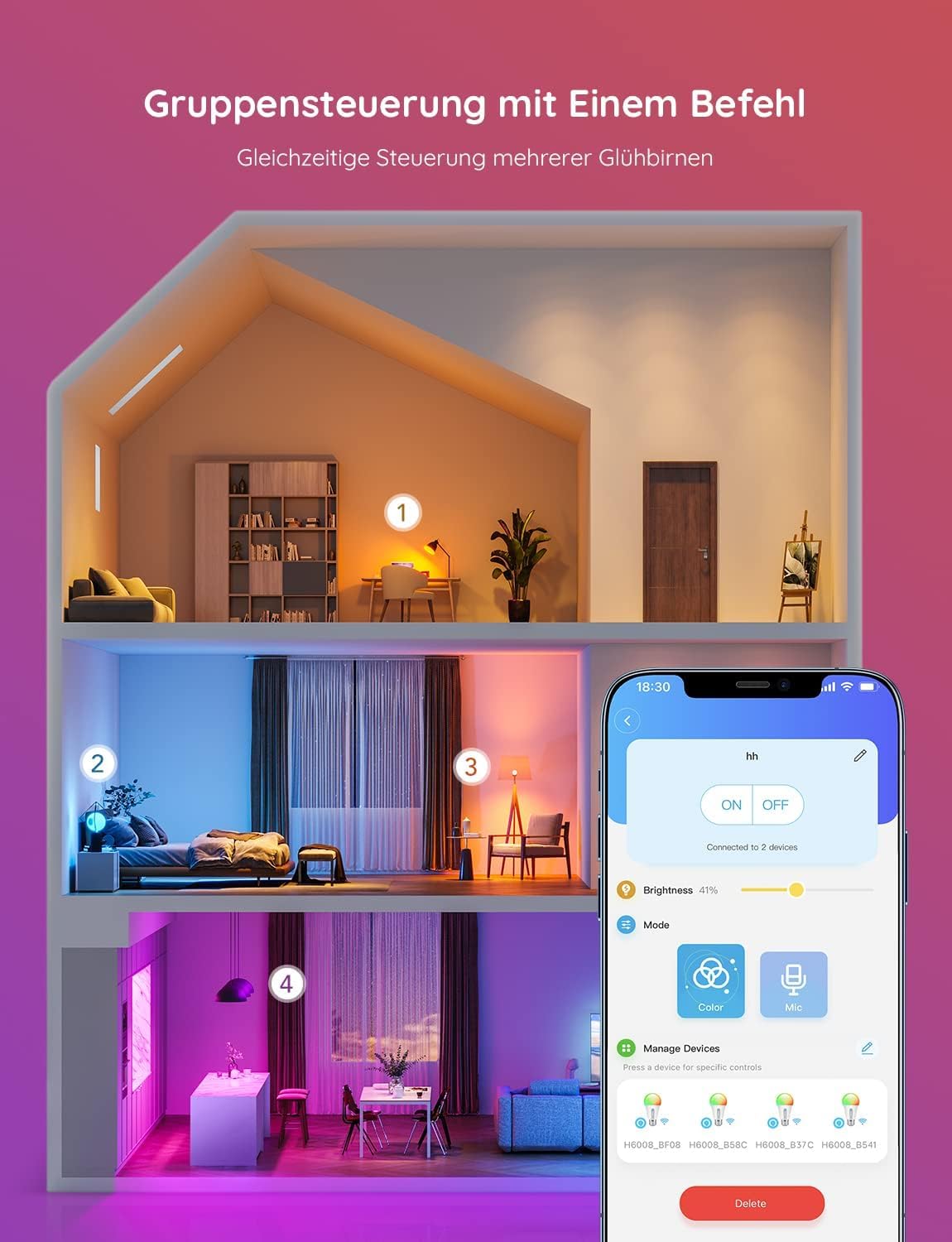Govee Smart Glühbirne E27 2 Pack und LED Strip 5m, Kompatible mit Matter, Alexa and Google Assistant, DIY Segment Control, App Control, Music Sync
