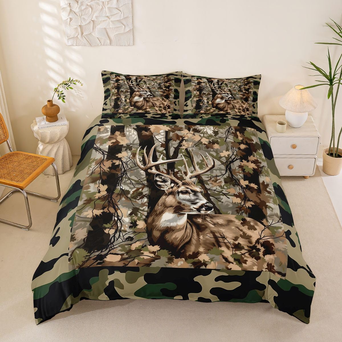 jejeloiu Bear Moon Duvet Cover Toddler Size Bear Night Moon Comforter Cover for Boys Girls Wildlife Bedding Set 2Pcs Room Decor