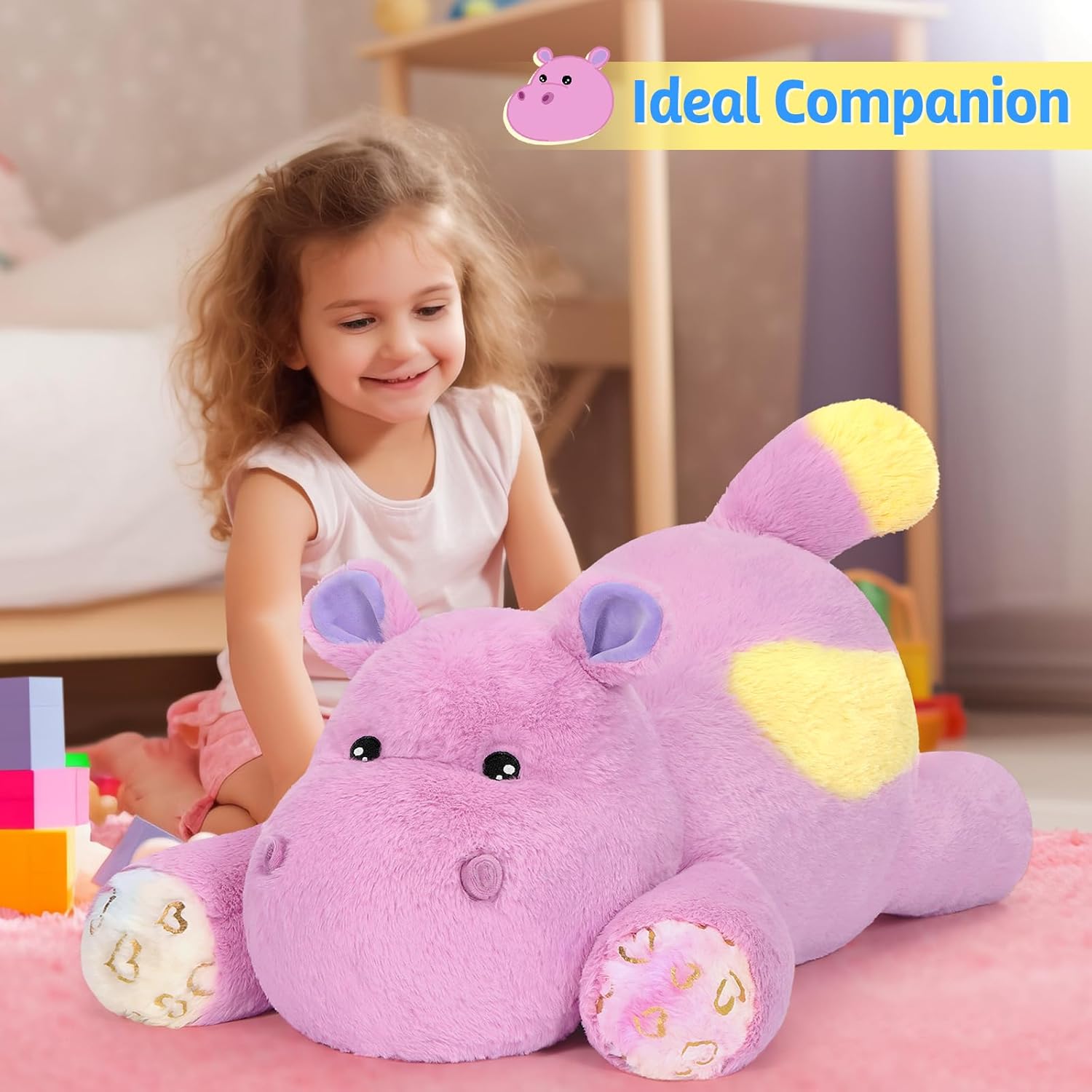 PEACH CAT 23.6 inch 5 lbs Hippo Weighted Stuffed Animals Large Hippopotamus Plushies Cute Plush Toys Gifts for Kids Adults
