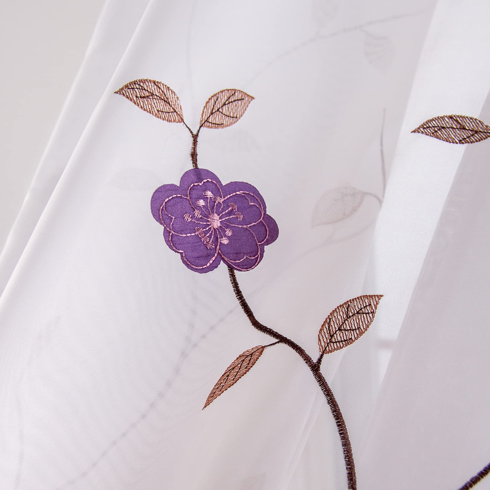 Rideaux Voilage SIMPVALE 2 Pièces Violet - 140x245 Cm Polyester à Œillets Pour Salon Et Chambre