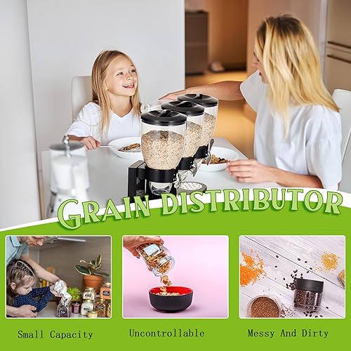 Miniatura 3 de Umigy Dispensador triple indispensable de alimentos secos, contenedor de cereales, máquina dispensadora de dulces para almacenamiento, preservación