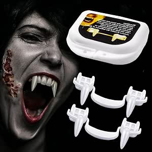 Denti Da Vampiro Per Costumi Halloween | 2 Pezzi In Resina Medica Atossica | Riutilizzabili, Taglia Unica | Per Feste, Cosplay, Travestimenti