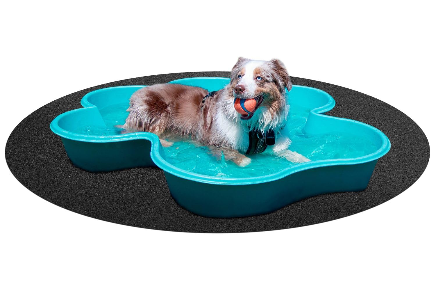 Misento Kunstrasen rund - pflegeleichter Outdoor Teppich wetterfest mit Drainage-Noppen, Filzteppich als Poolunterlage oder Balkon Teppich, 195 cm, Anthrazit