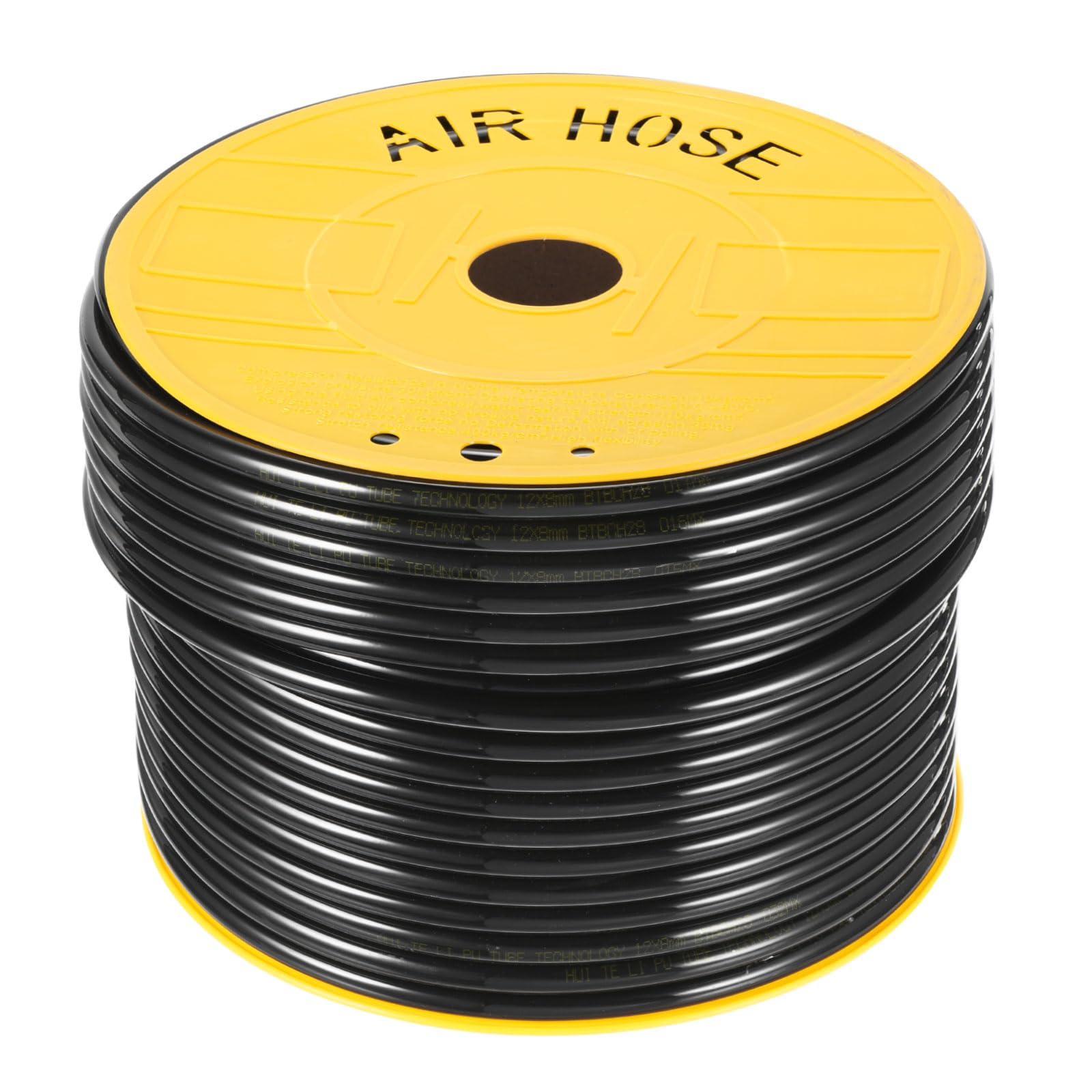 Rebower Pneumatic Tubing Pipe,12mm x 8mm Black PU Polyurethane Tube,292FT 89M,PU Air Line Tubing Hose Tubes for Air Compressor,Fluid Transfer,Air Brake