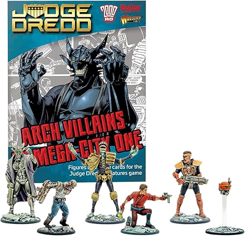 Wargames Delivered - Judge Dredd Arch Villains of Mega City Miniaturas de 0.039-1.102 in - 5 miniaturas de villanos, 7 tarjetas, bases de plástico,