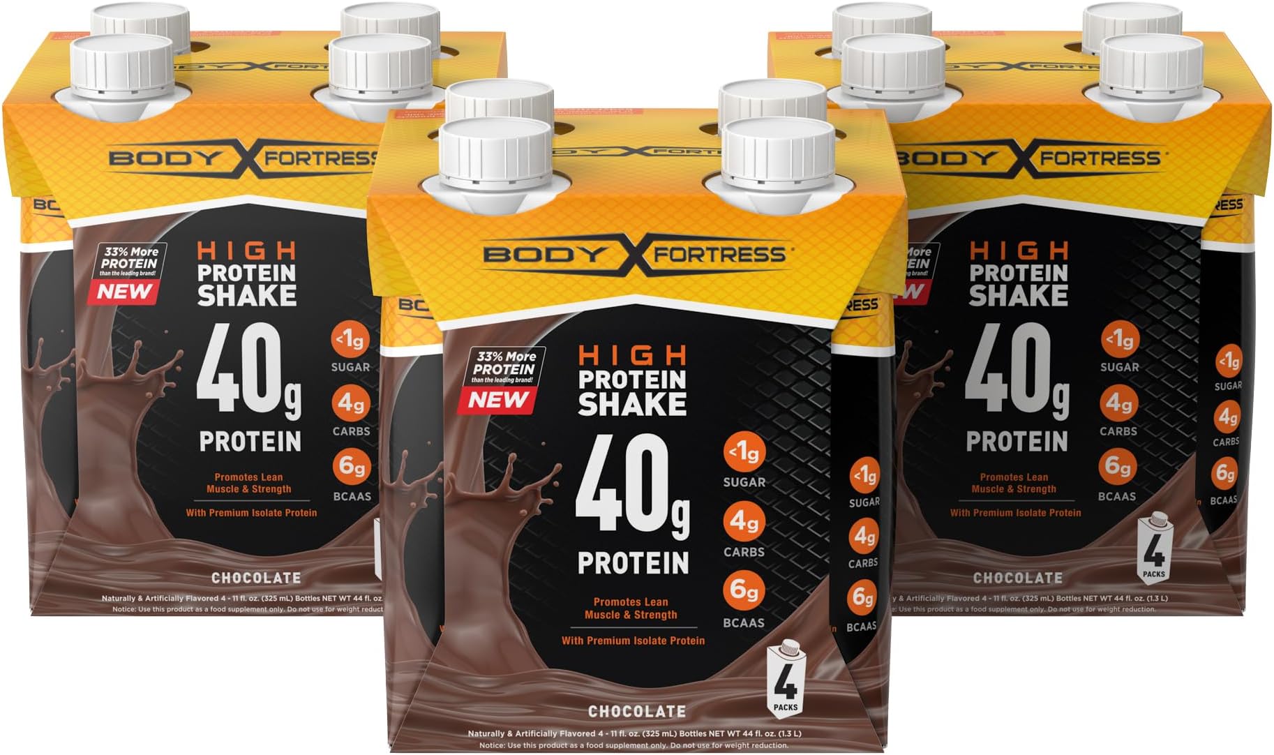 Body Fortress Ready to Drink Protein Shake, 40g of Protein, Chocolate, 11 Fl Oz (Pack of 12)