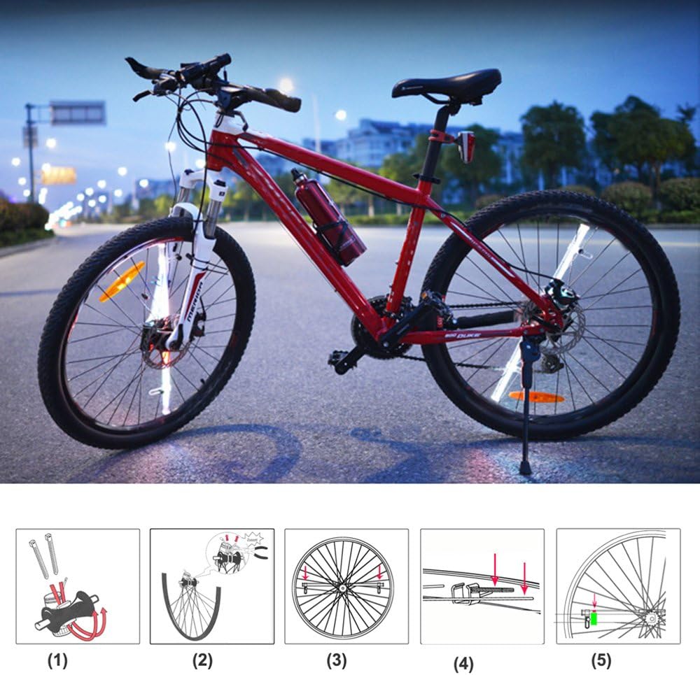 Programmable Color Changing 64 LEDs Wireless Spokes Lights for Night Cycling Enthusiasts