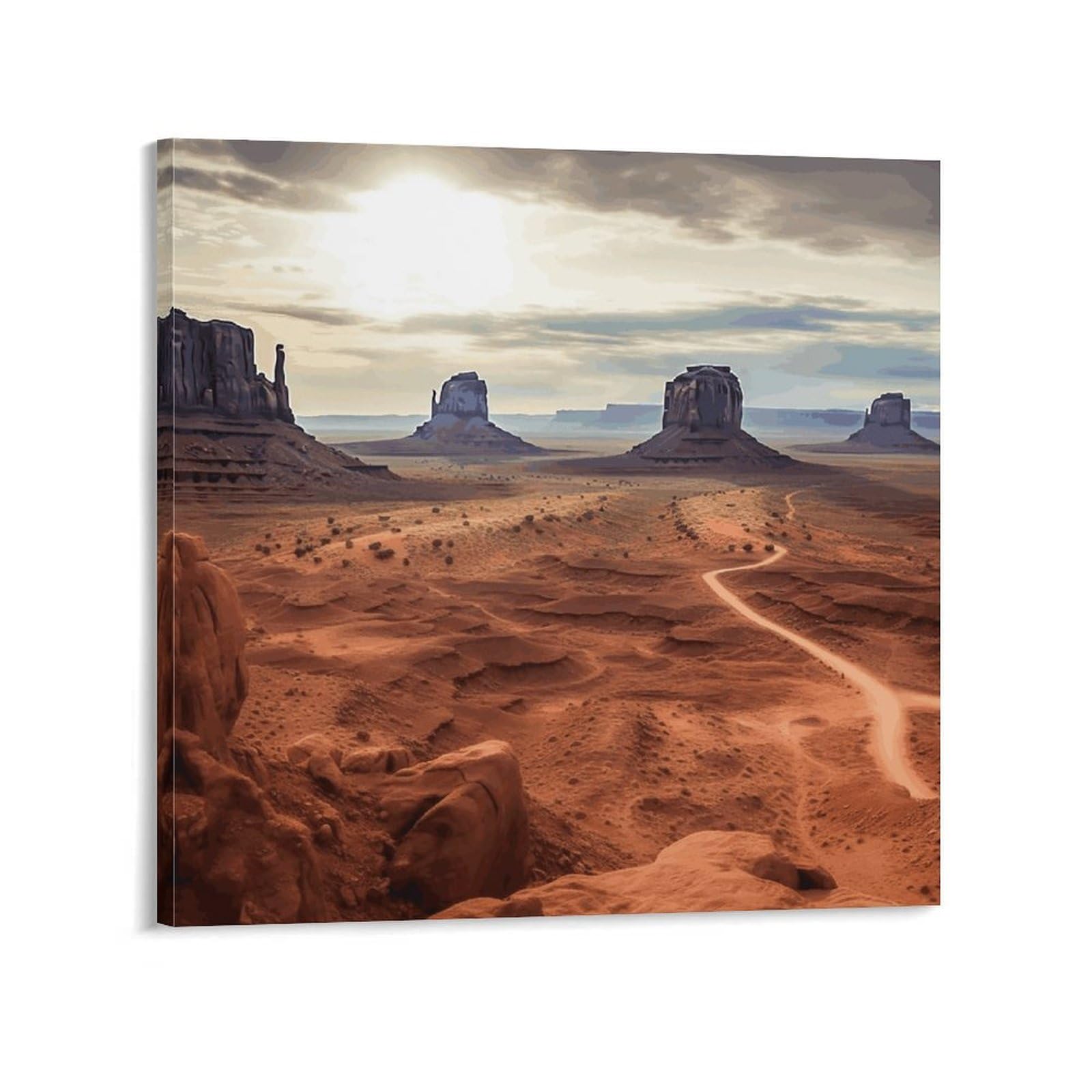 Landscape of Monument Valley Canvas Wall Art for Bedroom 20x20inch(50x50cm) Canvas Prints Artwork for Walls Modern Picture Artwork Painting for Living Room Aesthetic Wall Paintings for Bathroom Kitche