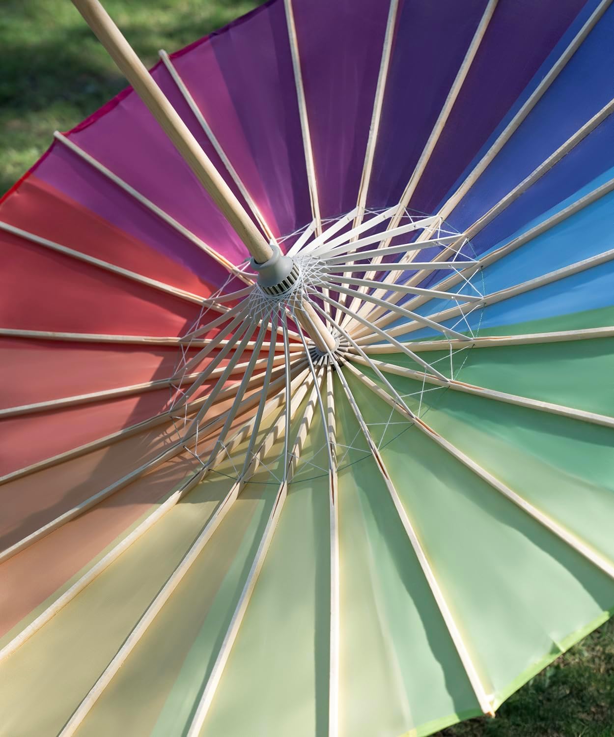 Rainbow Parasol | Rainbow Umbrella for Pride Parade, Weddings & Festivals | LGBT Pride Accessories, Photo Props & Party Décor | 32" Vintage Japanese Chinese Style Sun Parasol