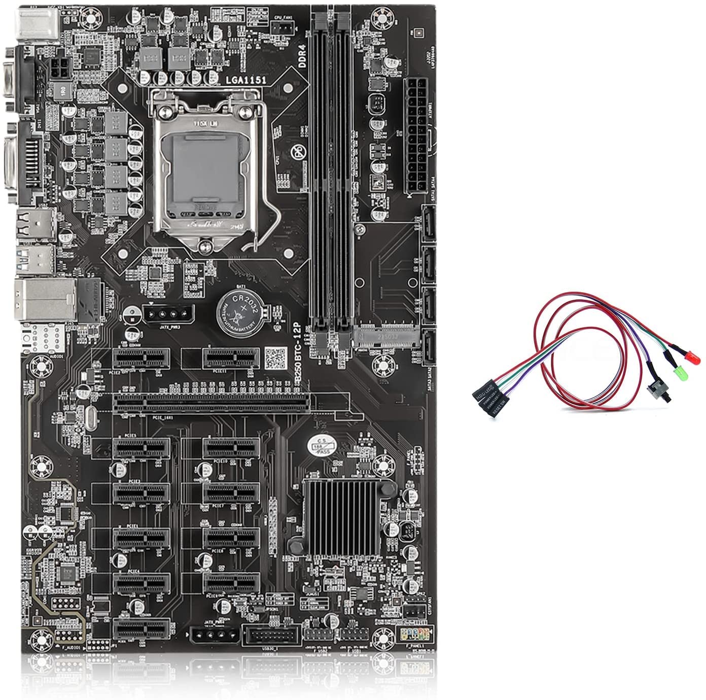 BITEO B250 Mining Motherboard Support 3060/3050/2080/1660 12 PCIe X1 to PCIe X16 Boot Up Mining LGA 