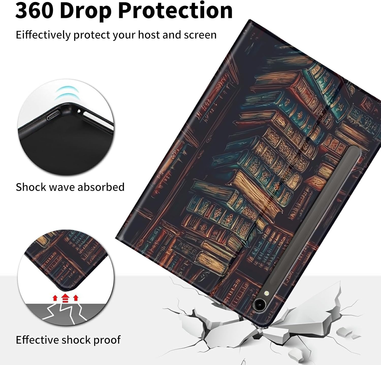 Case for Samsung Galaxy Tab S10 Ultra 14.6"-Slim Leather Adjustable Stand Smart Cover with S Pen Holder & Auto Wake/Sleep for Tab S9 Ultra/S8 Ultra,Library
