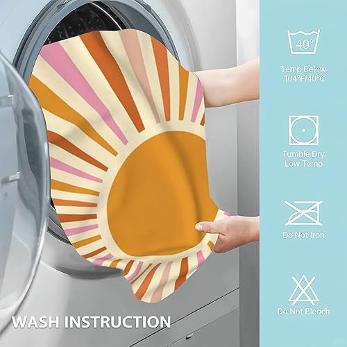 Miniatura 5 de Paquete de 2 toallas de mano para baño, toallas decorativas retro boho con explosión de sol, toallas suaves altamente absorbentes para baño, playa,
