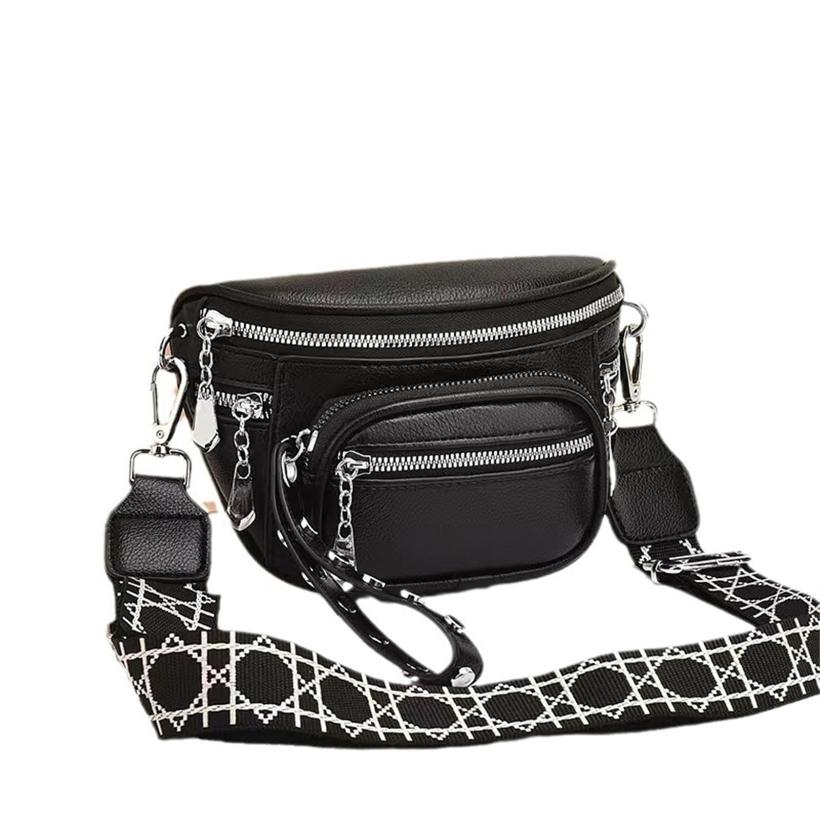 Leather Fanny Pack Bag for Women, PU Leather Belt Bag Chest Purse Fashionable Crossbody Waist Bags Handbag for Everyday Use Trip Walking Hiking